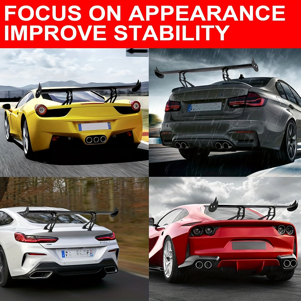 43.3-Inch Enhanced Wing Spoiler Universal Adjustable GT GTR Style Rear Sport Spoiler for 99% of Sedan Vehicles, Tuning Additions Trim Tail Air Deflector Dam Trunk Lip in Glossy Black Or Carbon Style Decoration