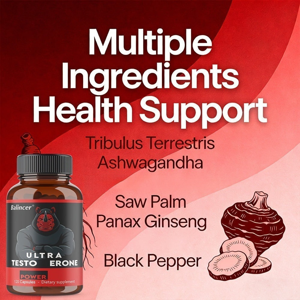 Saw Palmetto Ginseng Maca Men's Prostate & Vitality Supplement – 120 Capsules Plant-Based Daily Formula for Male Wellness, Energy & Hormonal Balance Support