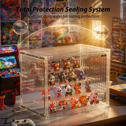 4-Tier Acrylic Figure Display Case with Magnetic Design – Clear Collector Showcase Box for Action Figures Dolls Funko Pop Anime Desktop Organizer