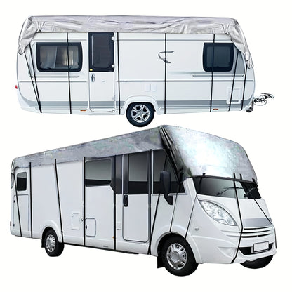 Patio/Outdoor RV Cover, Anti-falling Leaves, Sunshade & Heavy Duty Waterproof Oxford Fabric for Motorhome/Caravan Protection, Foldable, Easy to Installation, RV & Trailer Cover