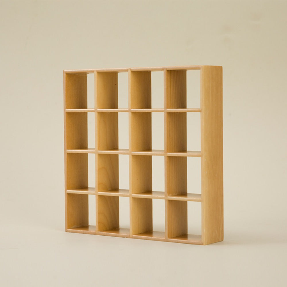 Dollhouse Miniature Display Cabinet 1:12 Scale 16-Compartment Modern Storage Shelf Organizer – Miniature Furniture Accessory for Dollhouse Room Decor Diorama Collectors Ages 14+ Multiple Colors