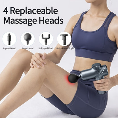 Massage Gun Deep Tissue Percussion Massager – Portable Handheld Electric Body Massager with 4/8 Heads & 6 Speed Settings for Muscle Relaxation & Post-Workout Recovery
