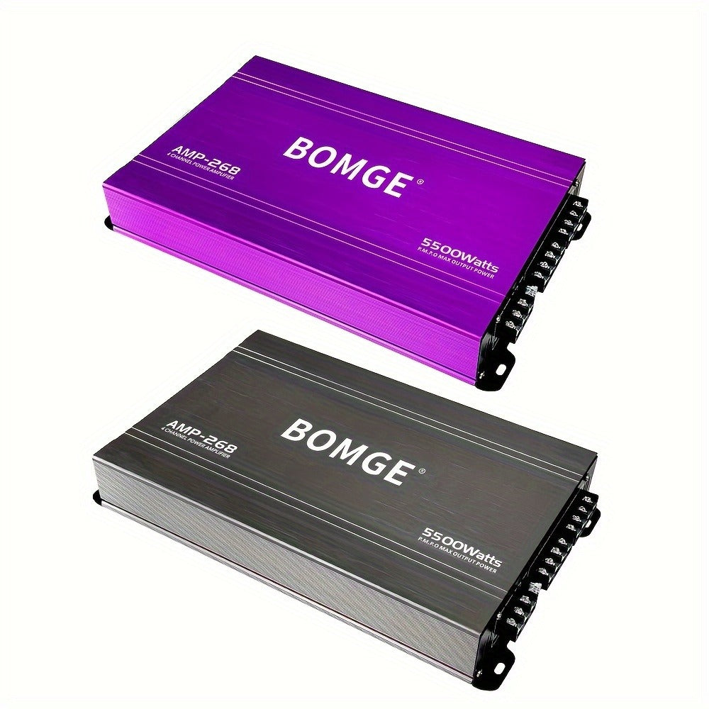 BOMGE 4-Channel Car Amplifier 2500W Max Power for Subwoofers & Speakers Full Range Class AB Vehicle Audio Amp AMP-228 AMP-268-A AMP-268-C for Car Truck SUV Sound System Upgrade