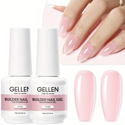 Hard Gel Nail Extension Builder Gel 7-in-1 Self-Leveling – 28+ Day Wear, LED UV Cured, 15ml, Clear Pink Nude Baby Pink Milky White, Acrylic Alternative for DIY Salon Manicure Women Nail Technicians