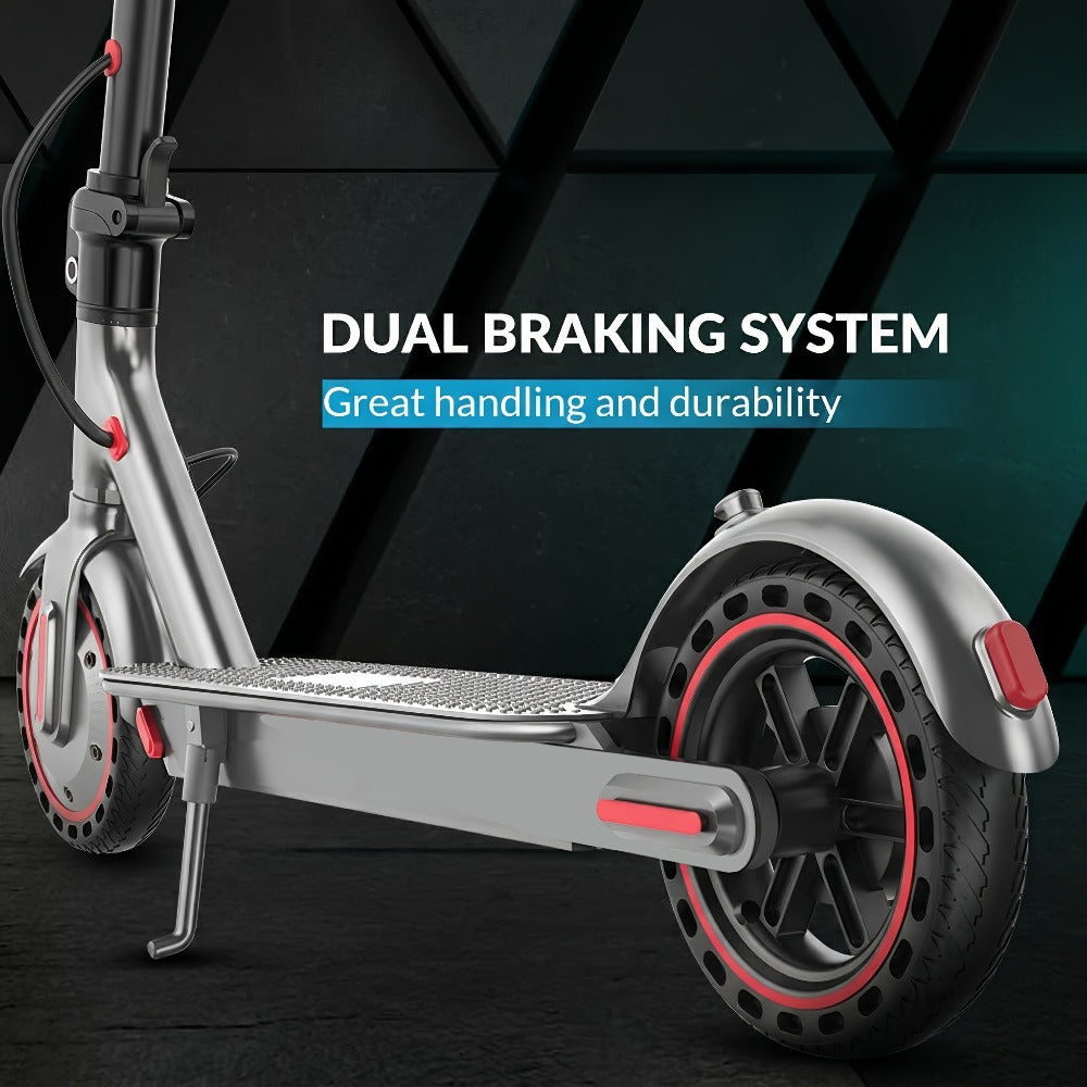 Electric Scooter for Adults 350W Motor 19 MPH 21-Mile Range Foldable Commuter Scooter 8.5 Inch Solid Tires APP Control Dual Brake LED Lights Portable