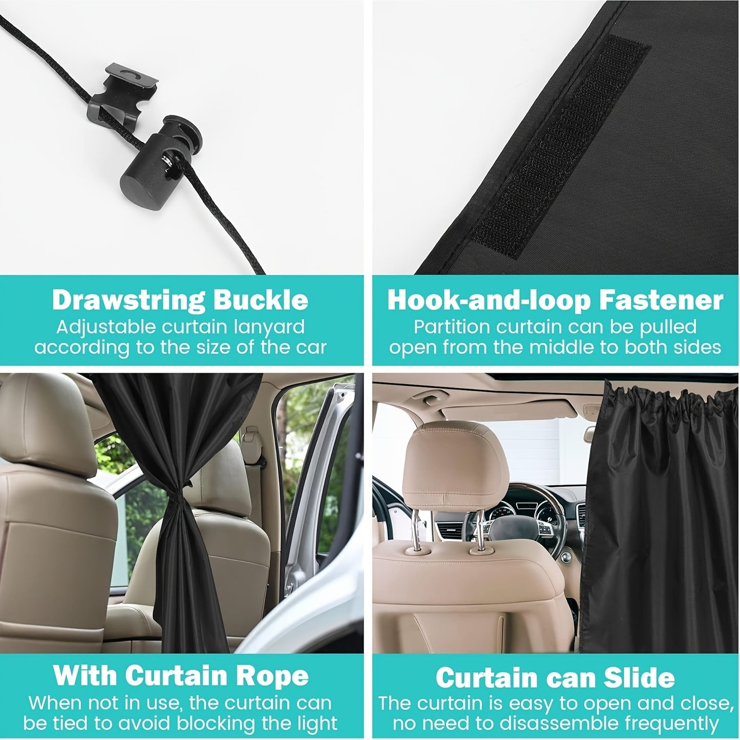 Car Curtains That Block 99% of Light, Including One Curtain for The Rear Seat Divider And Two for The Rear Side Windows, Designed for Wide Sedans And Suvs, Providing Sunshade Coverage (Set of Three Extra-Large Car Curtains)