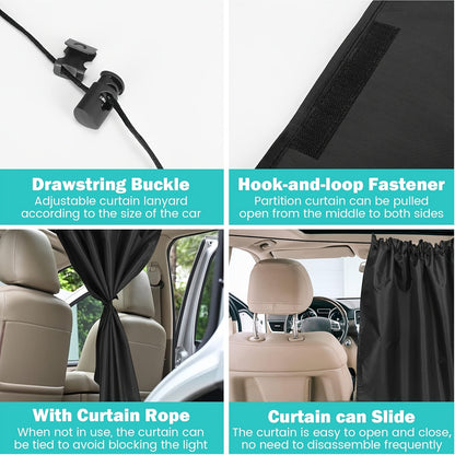 Car Curtains That Block 99% of Light, Including One Curtain for The Rear Seat Divider And Two for The Rear Side Windows, Designed for Wide Sedans And Suvs, Providing Sunshade Coverage (Set of Three Extra-Large Car Curtains)