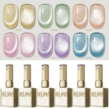 Magnetic Cat Eye Gel Nail Polish Set 6 Colors Aurora Dopamine Bubble Summer - Color Shifting Shiny Luster Soak-Off UV LED Salon Quality Nail Art Kit for Women Spring Summer Trending Shades