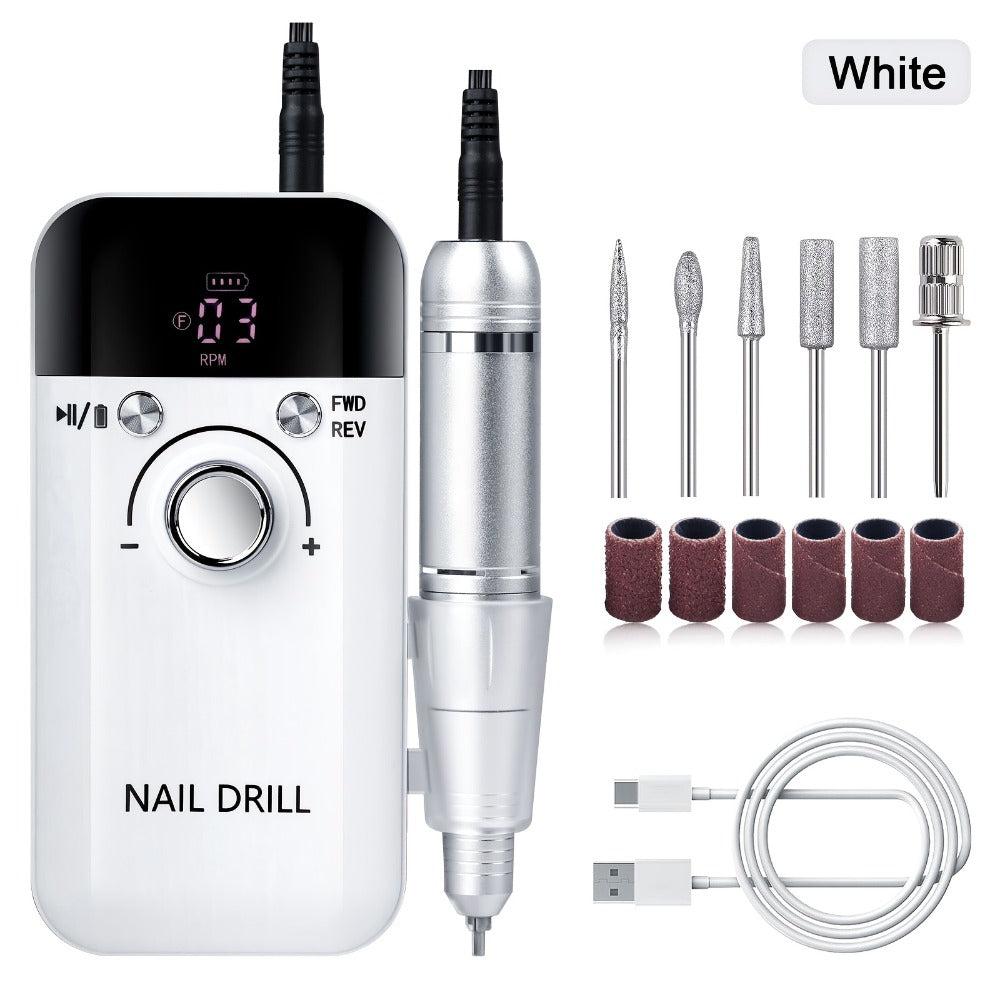Nail Drill Machine 45000RPM Forward Reverse Rotation Rechargeable with LCD Display Low Noise Electric Nail File for Gel Polish Removal Acrylic Nails Manicure Pedicure Home Salon White Pink Black Purple