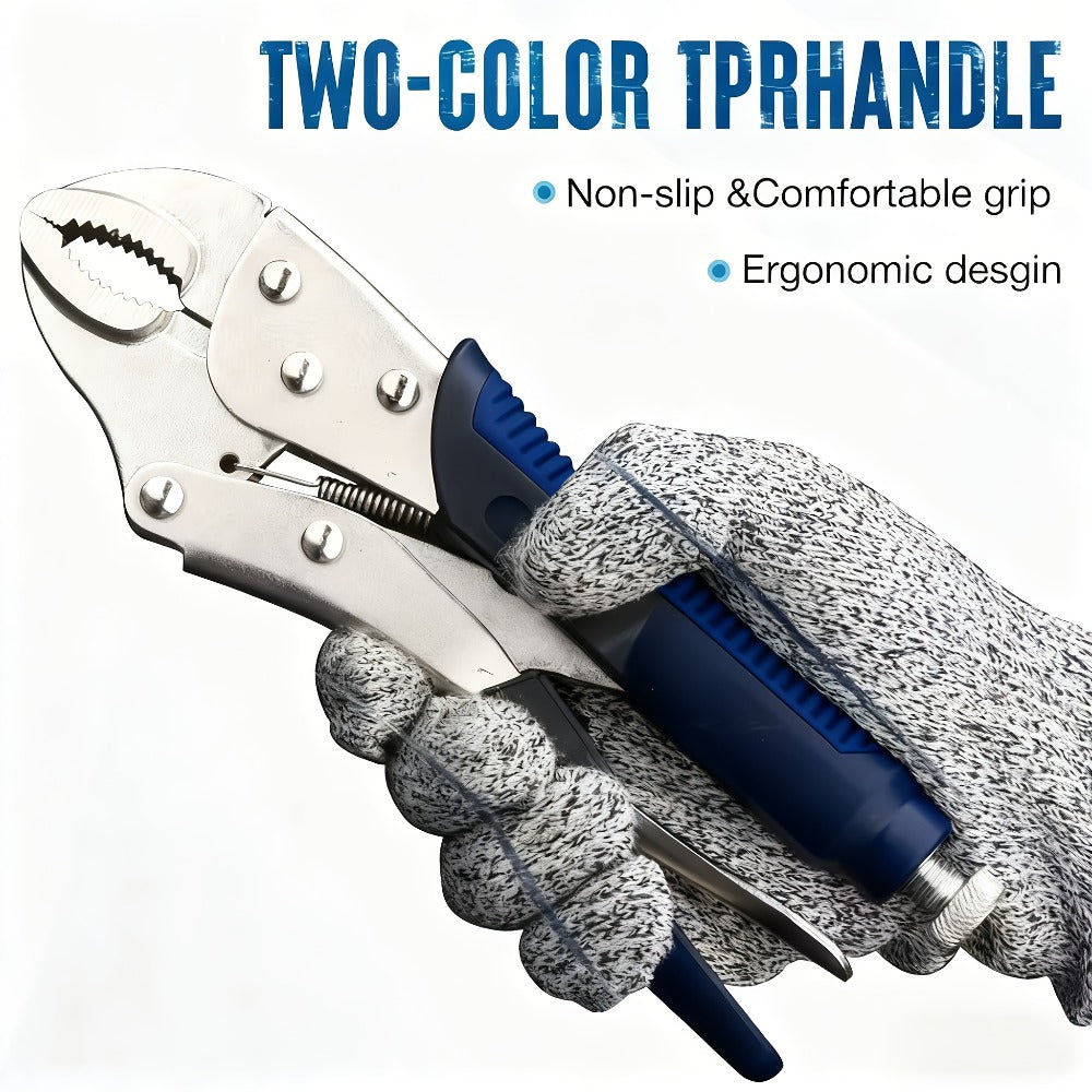 Pliers Set 6-Piece – Needle Nose, Curved & Locking C-Type Pliers, 5–10 Inch Sizes, Versatile Vise Grip Tool Kit for Home Repair, Automotive, Electrical & DIY Projects