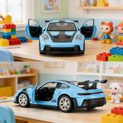 Porsche 911 Die-Cast Collectible Model for Adults – High-Detail Zinc Alloy Display Car for Home Decor Exhibitions – Birthday Christmas Gift for Car Lovers Blue White Grey Green