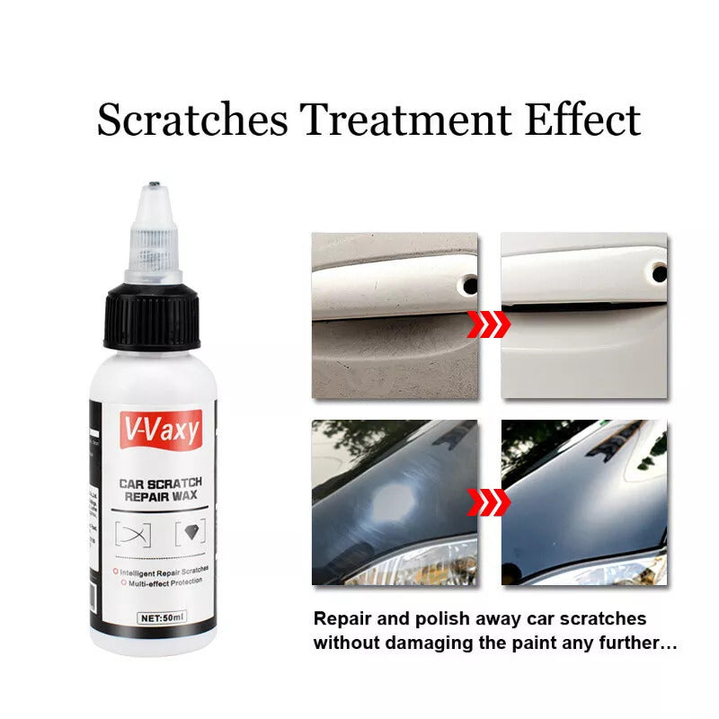 3Sets V-Vaxy Car Scratch Repair Wax - Professional Car Scratch Remover, Car Paint Scratch Repair, Car Polish, Deep Scratch Repair, Long-Lasting Results, Easy Application, Universal Fit For All Vehicles (3*Paint+3*Sponge+3*Towel)
