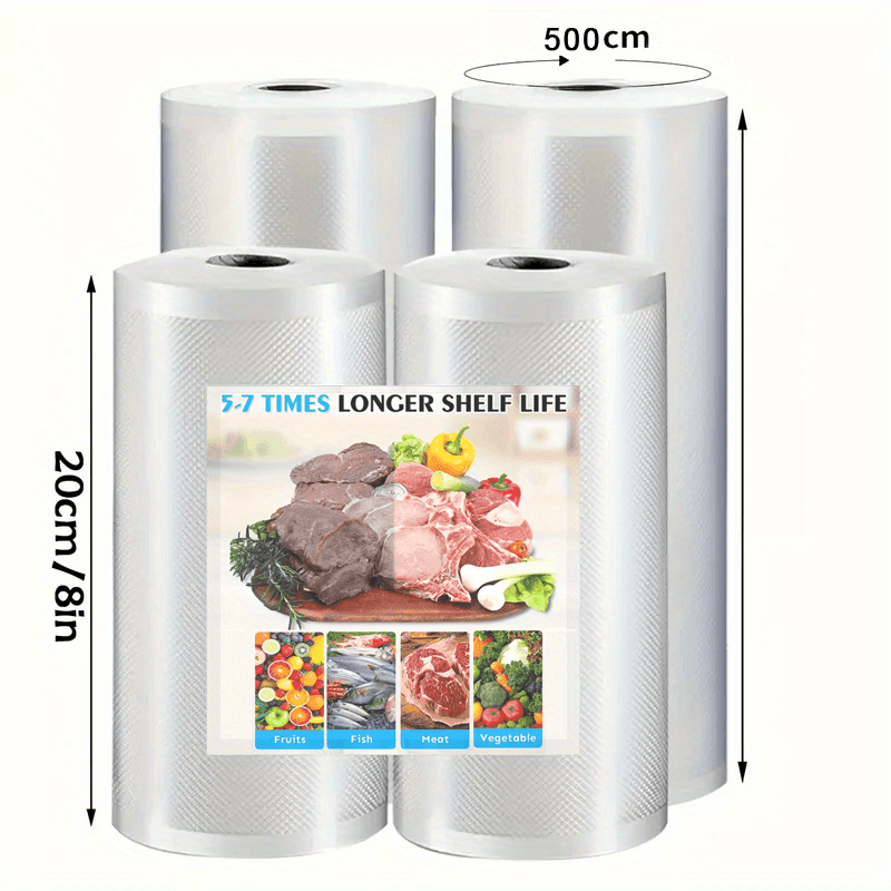 Vacuum Sealer Bags Reusable Airtight Food Storage Bags Multiple Sizes – No Power Needed, Keep Meat, Fruits & Vegetables Fresh Longer, BPA-Free Roll Bags for Kitchen Organization & Meal Prep