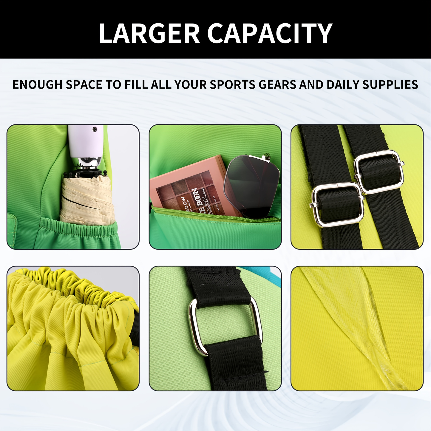 Drawstring Backpack Gym Bag – Large Capacity Nylon Cinch Sack with Strap Pocket, Lightweight Training & Outdoor Travel Bag for Men Women | 4 Gradient Colors