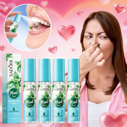 Mint Breath Spray with Tea Tree Essence Portable Oral Freshener — Fast-Acting Compact Pocket-Size Mouth Spray for On-the-Go Fresh Breath, Available in 2-Pack & 4-Pack Gift Set