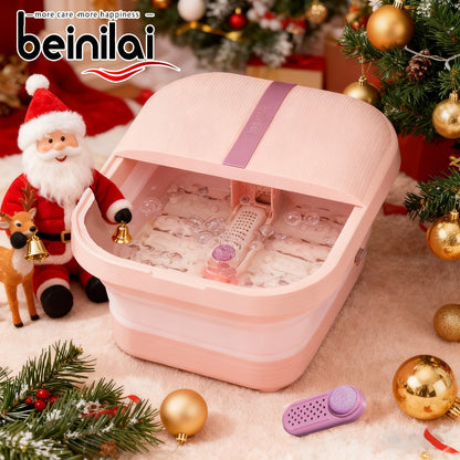 Foot Spa Bath Massager with Heat and Bubbles – Foldable Electric Foot Soak Tub with Automatic Heating, Bubble Massage, Relaxation Therapy for Home Use