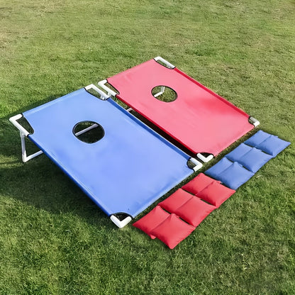 Cornhole Game Set with 12 Bean Bags Cornhole Boards Red Blue Gift Box for Outdoor Backyard Camping Beach Indoor Party Yard Games Holiday Gift Family Fun Bean Bag Toss Game