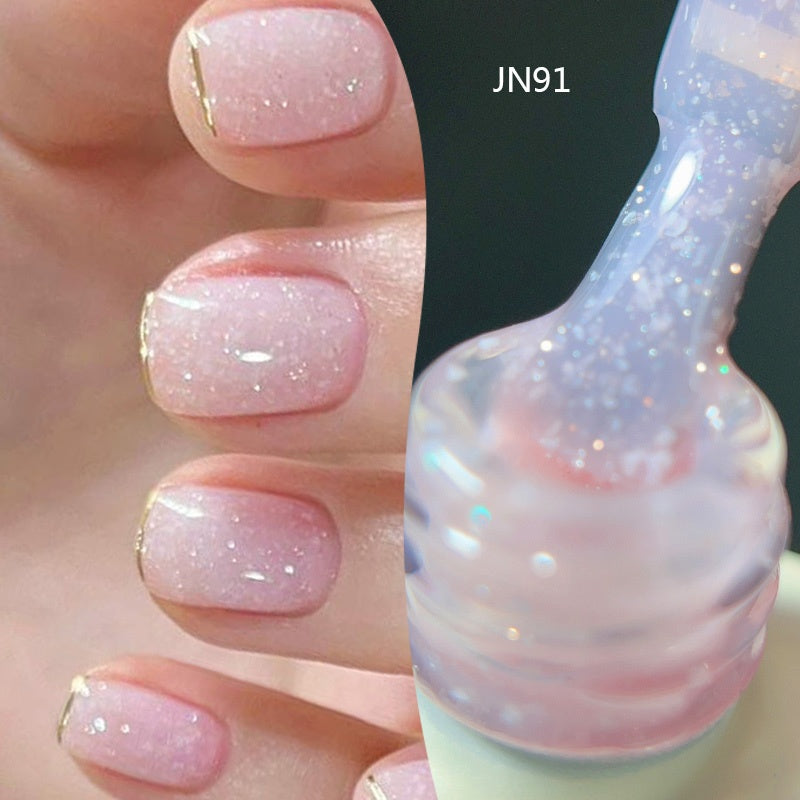 Jelly Gel Nail Polish Translucent 10ml – Glass Nail Look, 30-Day Soak-Off Semi-Permanent UV LED, Milky White Snow Glitter Pink Nude Shades, Buildable Salon Quality for Women