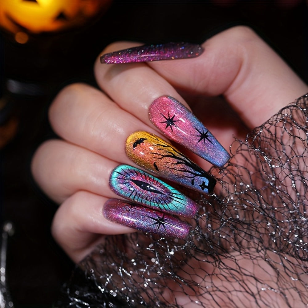 Cat Eye Gel Polish Set 6pcs BORN PRETTY Double Light Reflective Magnetic - Sparkling Rainbow Glass Cat Eye Effect Soak Off UV LED Gel 10ml Each Long Lasting Salon & Home DIY Manicure Kit for Women