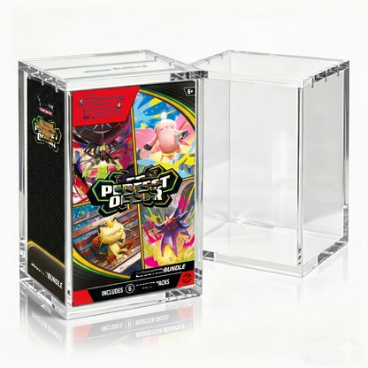 Acrylic Display Case for Pokemon Booster Bundle – UV Protection Magnetic Clear Protective Box for Scarlet Violet, Prismatic Evolutions, 151, Paldean Fates 6-Pack Bundles, Standard & Mega Evolution Fit, 1 or 2 Pack