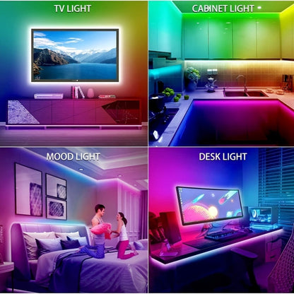 RGB LED Strip Lights Music Sync 5050 Color Changing LED Lights for Bedroom with App Remote Control 40 Key IR 16 Million Colors Dimmable Smart LED Light Strip Kitchen Gaming Room Party Decor 10m 20m 30m