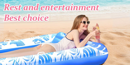 Thickened XL Tanning Pool Mattress 84×52 Inch Oversized Inflatable Sunbathing Float Lounger Raft for Adults Swimming Pool Lake Beach Summer Relaxation