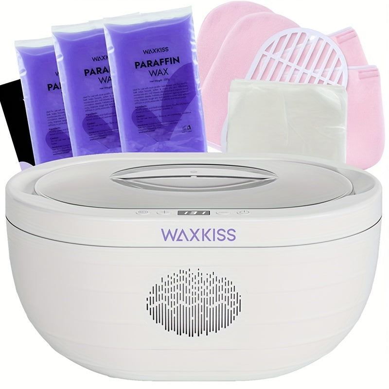 Paraffin Wax Machine for Hands and Feet Large Capacity — WAXKISS PWH-3000A 101oz Home Spa Wax Warmer Kit for Deep Moisturizing, Dry Skin, Cracked Heels & Arthritis Joint Relief, US Plug (Black/White)