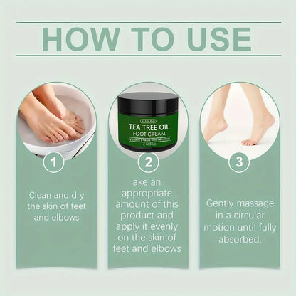 Tea Tree Oil & Coconut Oil Foot & Hand Cream 2-Pack – Deep Moisturizing for Dry Cracked Heels, Rough Hands & Calluses | Vitamin-Enriched Soothing Skin Care Formula for Women & Men