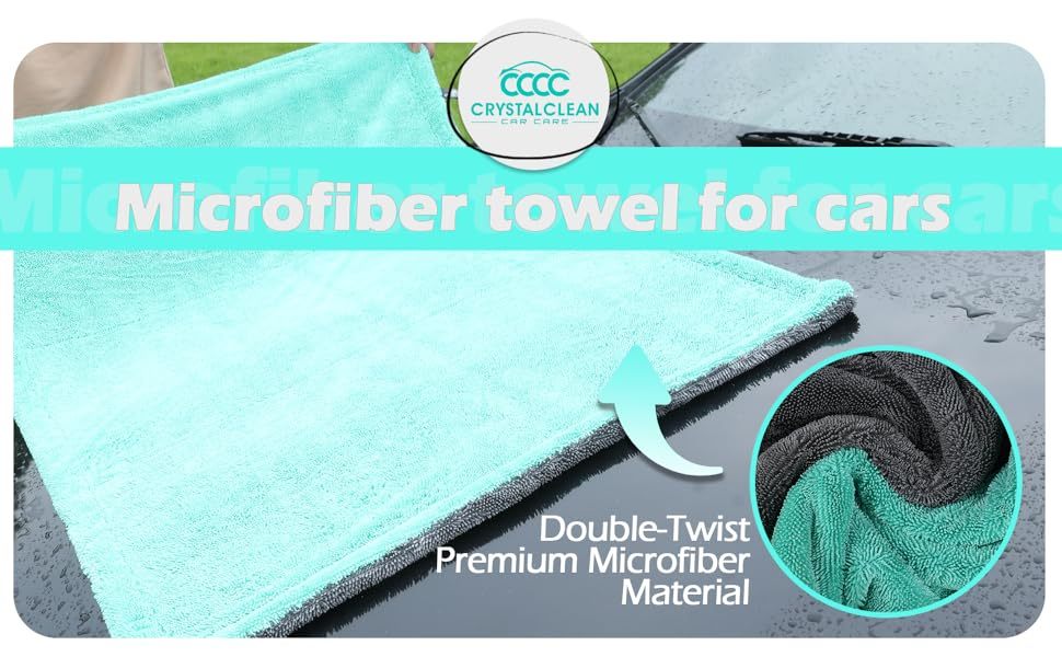 Extra Large Pack of 2 Double Twisted Loop Quick-Drying Towel | 24X36 Inches 1400GSM And 12X12 Inches | High Absorbency | Leaving No Streaks | Designed for Car Detailing