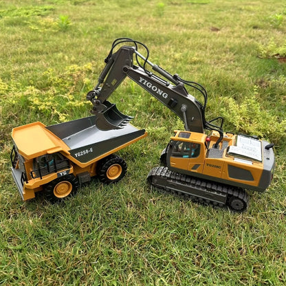 RC Construction Vehicle Set 2-in-1 & 3-in-1 – 2.4G 11-Channel Remote Control Excavator Dump Truck Forklift Bulldozer, Alloy & Plastic Engineering Toy Car Kit for Kids Boys, Birthday Christmas Gift