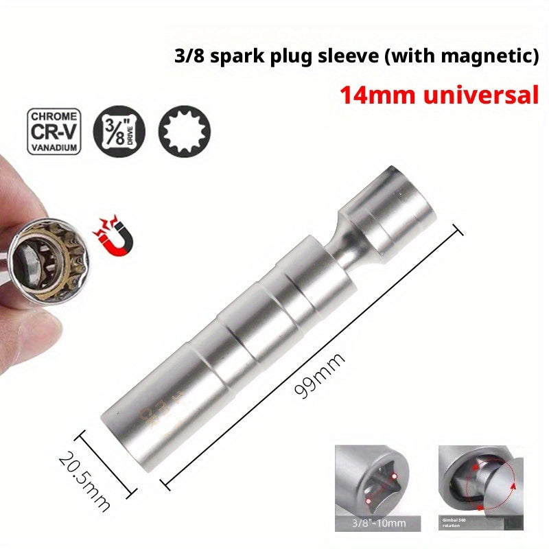 Upgraded 1pc/ 2+ 3pcs Magnetic Universal Spark Plug Socket Tool Set, Includes 0.55In And 0.63In Universal Spark Plug Removal Kit, Vehicle Maintenance Kit Repair Tools, Professional-Grade Tools, Durable Magnetic Sockets