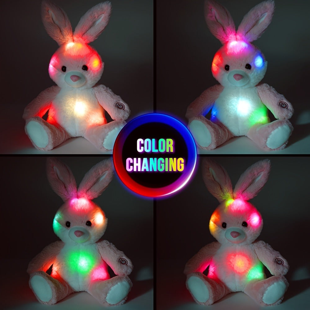 LED Glow Bunny Stuffed Animal 8 & 12 Inch Kawaii Rabbit Plush Toy — Soft Night Light Easter Bunny Plushie for Kids Girls Boys, Birthday Easter Christmas Valentine Holiday Gift