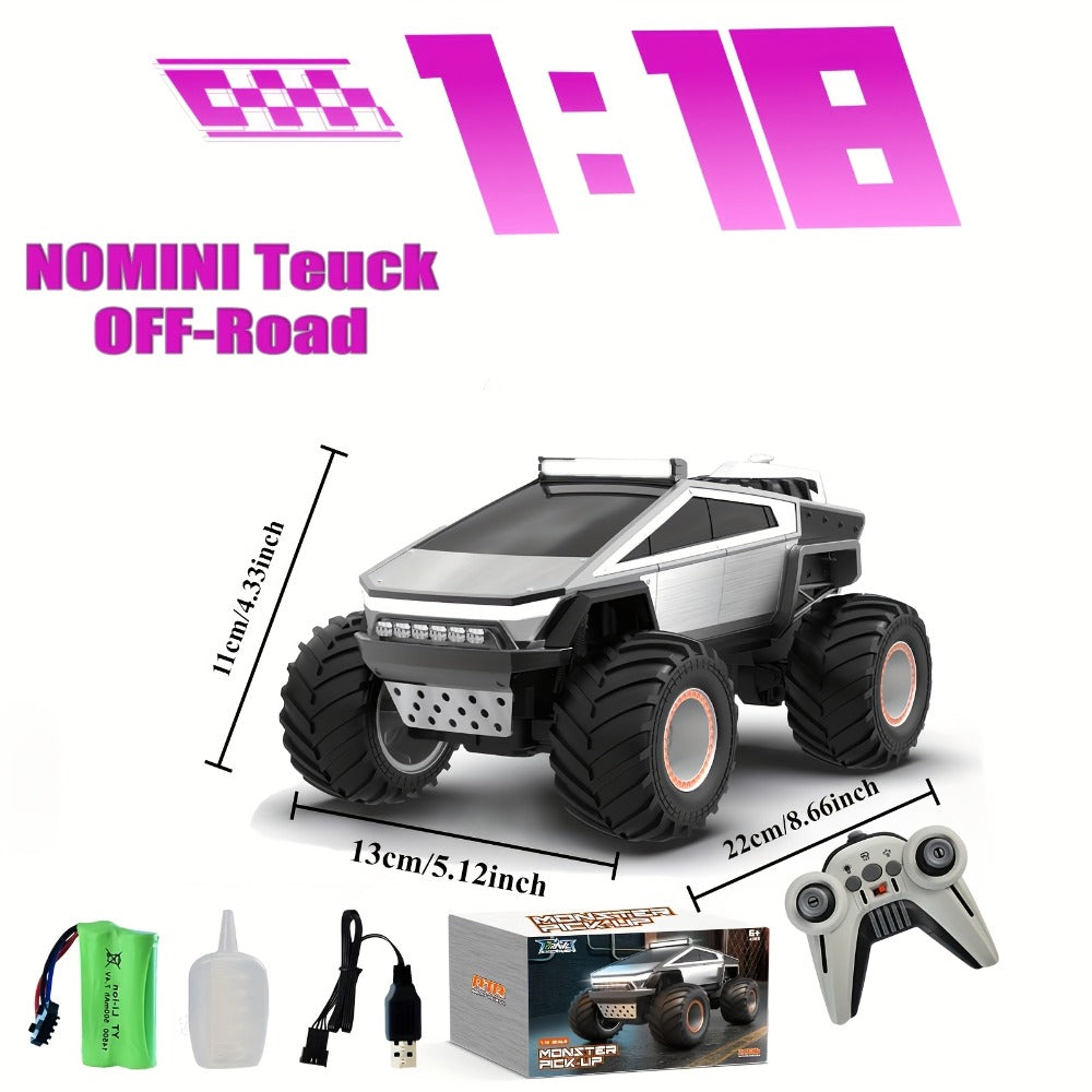 RC Monster Truck Toy 1:14 & 1:18 Scale 2.4GHz 4WD All-Terrain Off-Road Vehicle with LED Lights, Water Spray Effect, Realistic Engine Sound, Metal Body, Big Wheels – Kids Gift