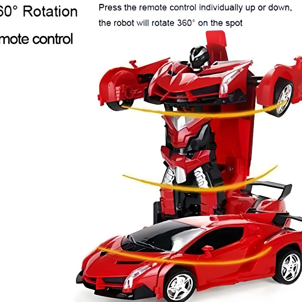 Transforming RC Robot Car for Kids 2.4GHz – One-Button Deformation Stunt Car 360 Drift LED Lights, Remote Control Toy Gift for Boys Ages 3 4 5 6 7 Birthday Easter Christmas (Red/Blue/Yellow)