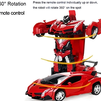 Transforming RC Robot Car for Kids 2.4GHz – One-Button Deformation Stunt Car 360 Drift LED Lights, Remote Control Toy Gift for Boys Ages 3 4 5 6 7 Birthday Easter Christmas (Red/Blue/Yellow)