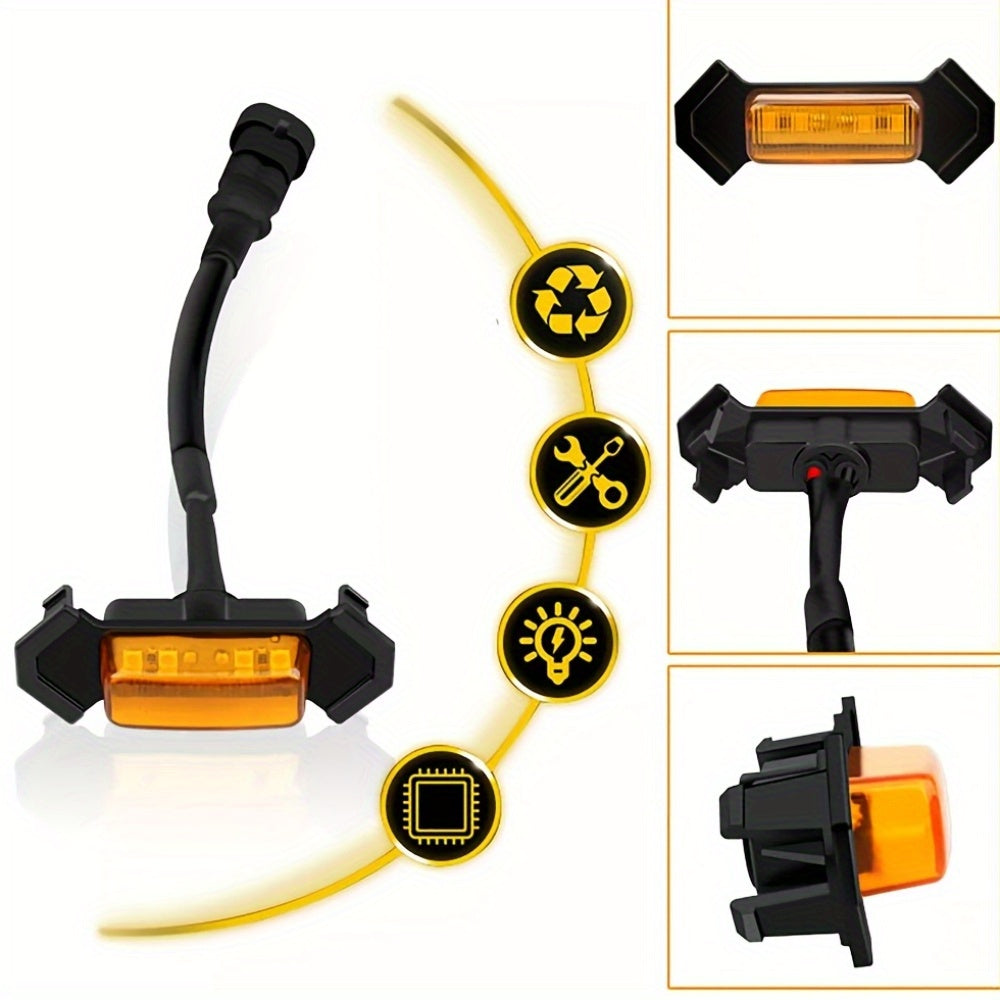 4pcs LED Amber Off-Road Vehicle Lights, LED Grille Lights Set of 4, Amber Accent Lighting Kit for Vehicle Front Grill, 12V Hardwired Automotive Decoration Lights, Universal Fit with LED Source, No Battery Required