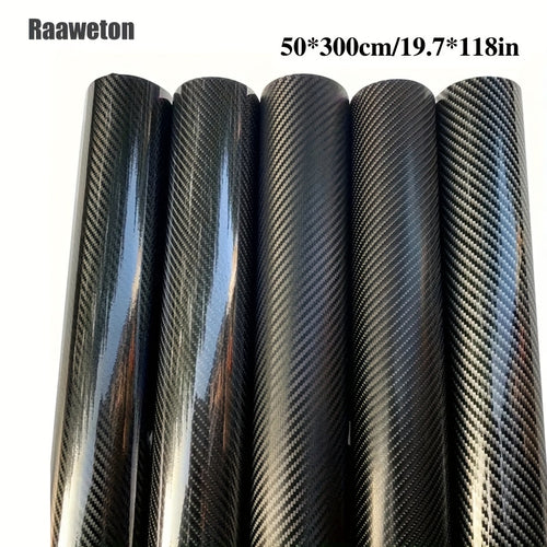 5D Carbon Fiber Texture Vinyl Wrap - Self-Adhesive Car Décor Film, UV Protection, Scratch-Resistant, Suitable for Home, Office, Electronics