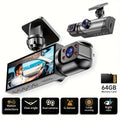 PODOFO Dual Camera Car Dash Cam, Front 1080P Built-in 480P with Infrared Night Vision, Loop Recording, Wide Angle 3.16-inch IPS Screen, HD Night Vision, Dual Lens Car Dashboard Camera, Car Accessories/Dashboard Camera/Gift/Car Black Box