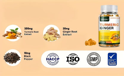 Turmeric Gummies with Black Pepper & Mint — 2000% Higher Absorption Curcumin | Anti-Inflammatory Joint, Immune & Digestive Support | Natural Formula | 60 Count | Women & Men Daily Wellness Supplement