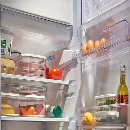 Stackable Refrigerator Organizer Containers 4-Tier with Lids – Meat Preservation Box, Food Storage for Vegetables, Fruits & Cooked Meats, Fridge Organization Set