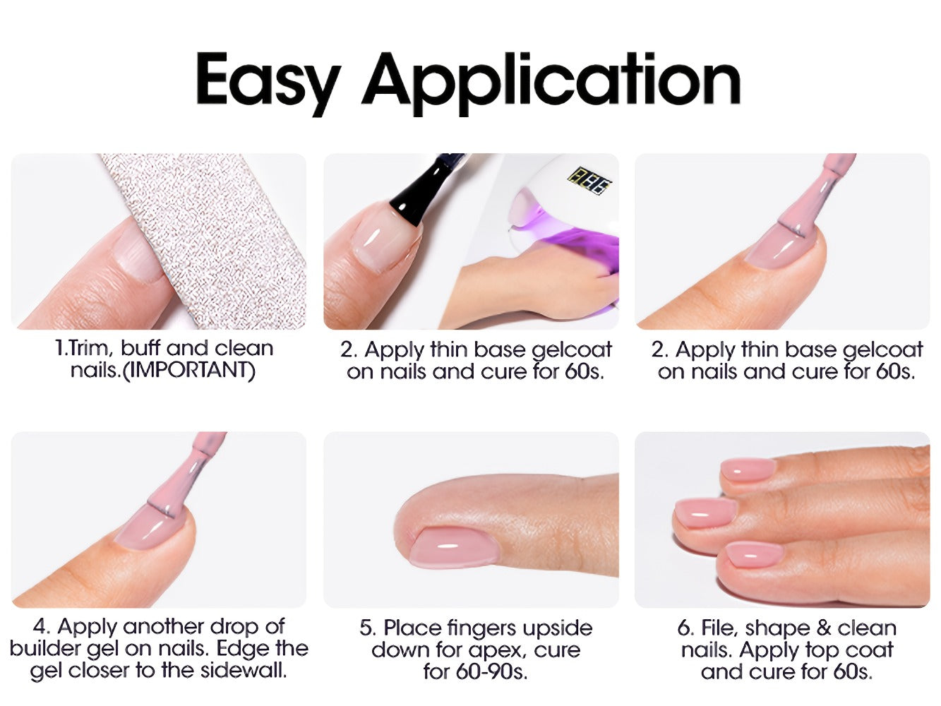Hard Gel Nail Extension Builder Gel 7-in-1 Self-Leveling – 28+ Day Wear, LED UV Cured, 15ml, Clear Pink Nude Baby Pink Milky White, Acrylic Alternative for DIY Salon Manicure Women Nail Technicians