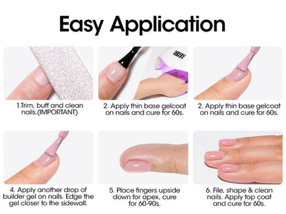 Hard Gel Nail Extension Builder Gel 7-in-1 Self-Leveling – 28+ Day Wear, LED UV Cured, 15ml, Clear Pink Nude Baby Pink Milky White, Acrylic Alternative for DIY Salon Manicure Women Nail Technicians
