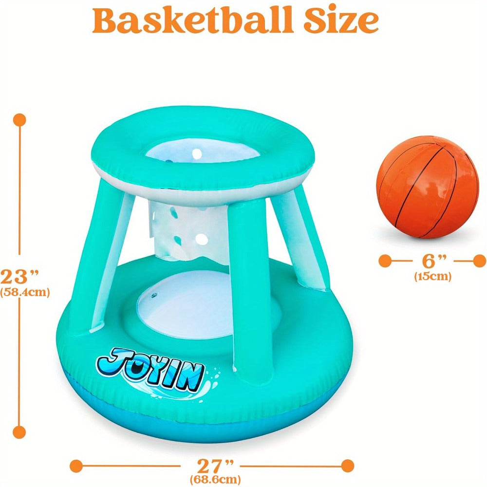 Inflatable Pool Volleyball Set with Basketball Hoop – 2-in-1 Floating Net Court Game for Kids & Adults, Summer Pool Party Toy, Outdoor Swim Sport, Backyard Water Fun