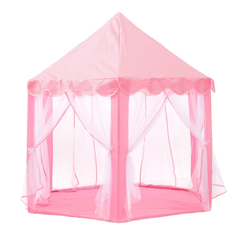 Pink Princess Hexagon Play Tent for Girls Indoor Dream Castle with Gauze Curtain Reading Corner Secret Base Kids Room Decor Pretend Play Birthday Gift Toddlers