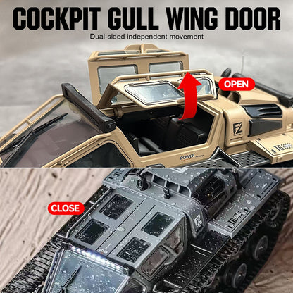 Full-Proportional RC Tracked Tank with LED Lights – Alloy Door Open Military War Vehicle All-Terrain Off-Road Remote Control Tank for Kids Adults, 1 or 2 Battery Options, Best Birthday Gift