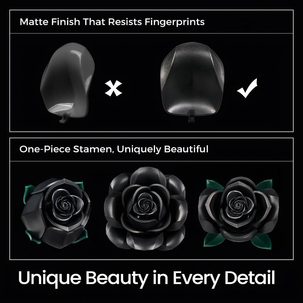 Black Rose Building Blocks Set 152 Pieces – 3 Gothic Artificial Flower Bouquet Brick Model Kit for Adults Teens, Unique Display Decor Gift for Valentine Birthday Anniversary Halloween Christmas