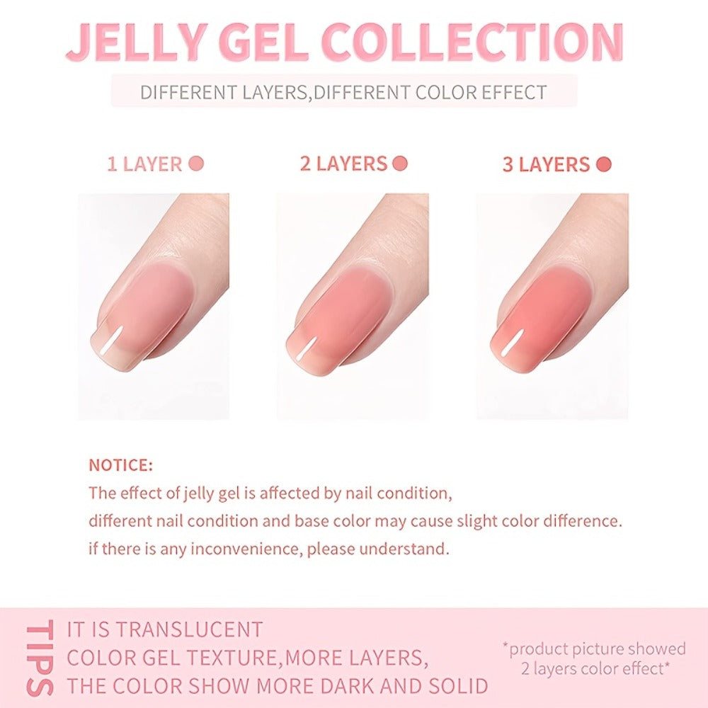 Pink Glitter Jelly Gel Nail Polish Arch Shaping & Color Gel – Sheer Pink Translucent UV/LED Nail Gel, Modern Light Formula for Home & Salon Creative Manicure Nail Art