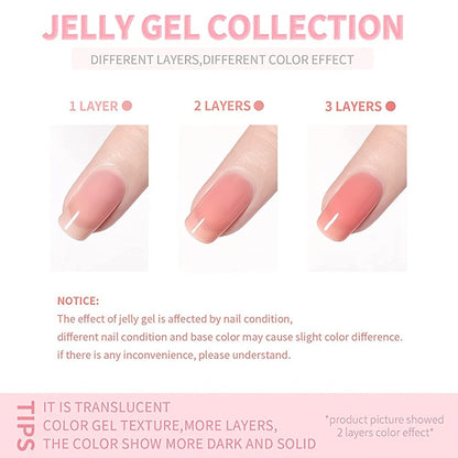 Pink Glitter Jelly Gel Nail Polish Arch Shaping & Color Gel – Sheer Pink Translucent UV/LED Nail Gel, Modern Light Formula for Home & Salon Creative Manicure Nail Art