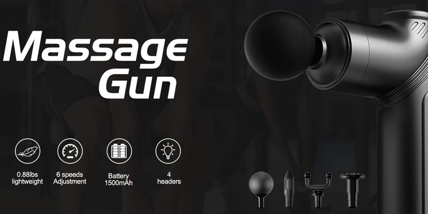 Massage Gun Deep Tissue Percussion Massager – Portable Handheld Electric Body Massager with 4/8 Heads & 6 Speed Settings for Muscle Relaxation & Post-Workout Recovery