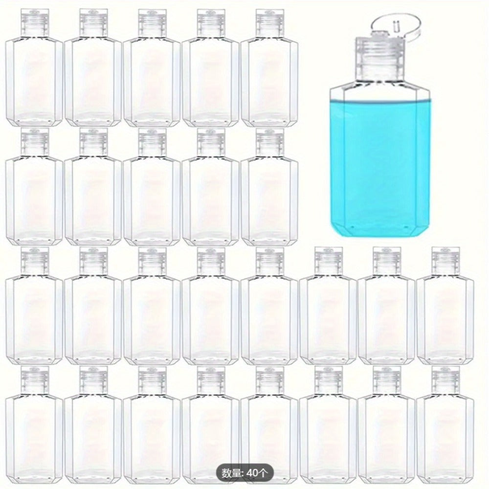 TSA Approved Travel Bottles 2oz Flip Cap 40 Pack Clear Plastic Refillable Squeeze Containers for Hand Sanitizer Shampoo Conditioner Soap Toner Lotion Travel Size Toiletry Bottles